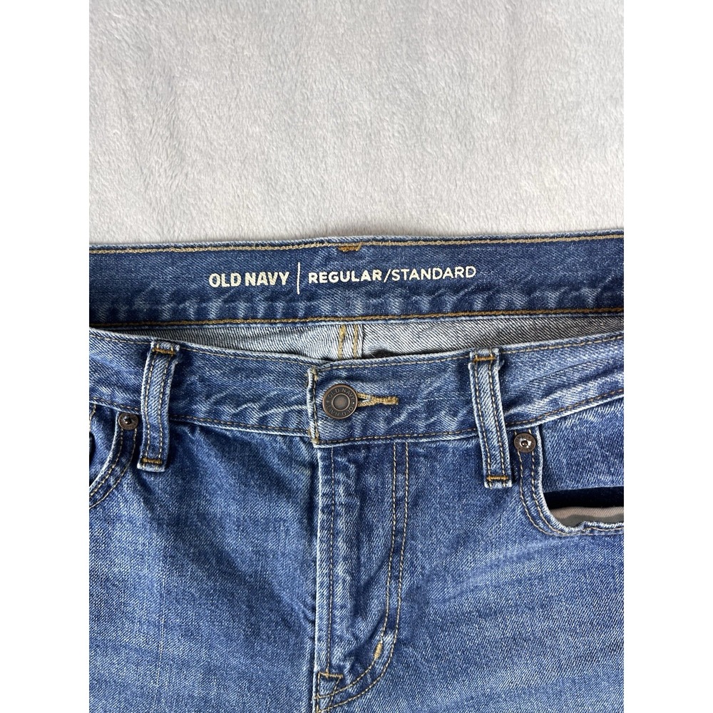 Old Navy men's Regular Straight Denim Size 33X32 Blue Dark Wash 5-Pocket pants - Picture 8 of 8